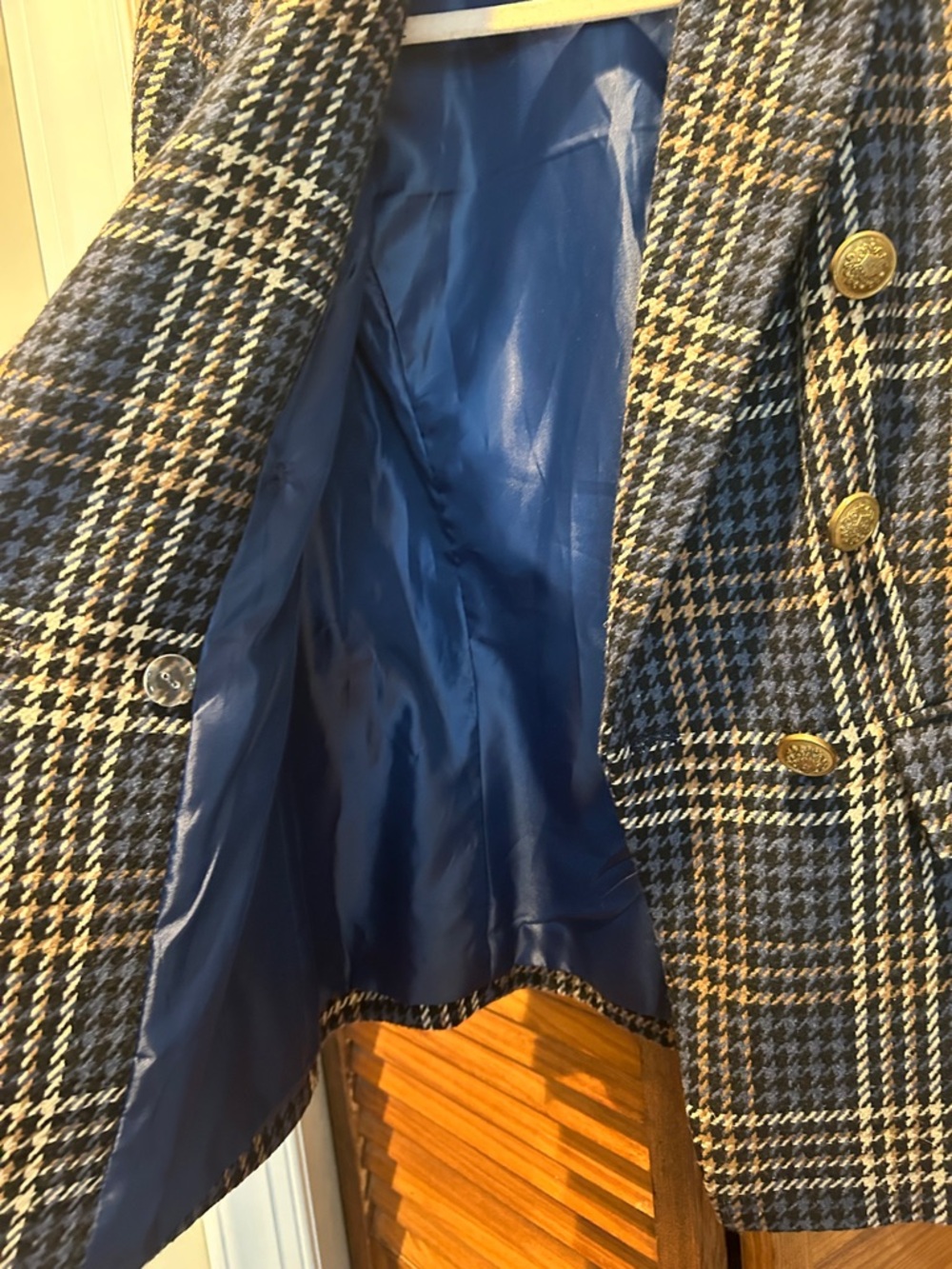 Boston Proper Navy, Brown & Cream Plaid Double-Breasted Suit Set - Picture 8 of 15